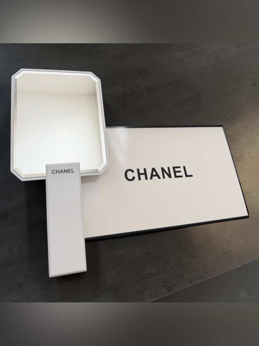 CHANEL White handheld mirror